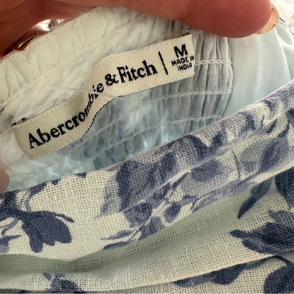 ABERCROMBIE Emerson Linen Floral Midi Dress Blue and White M ๐ - Picture 4 of 5
